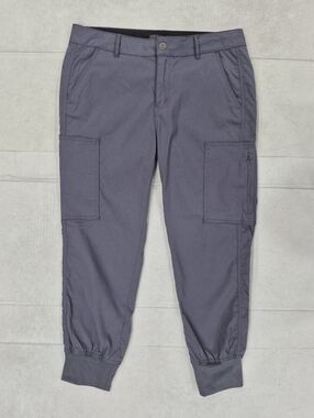 Prana Sky Cannon jogger pants women's 12 gray mid rise stretch zip cargo pockets